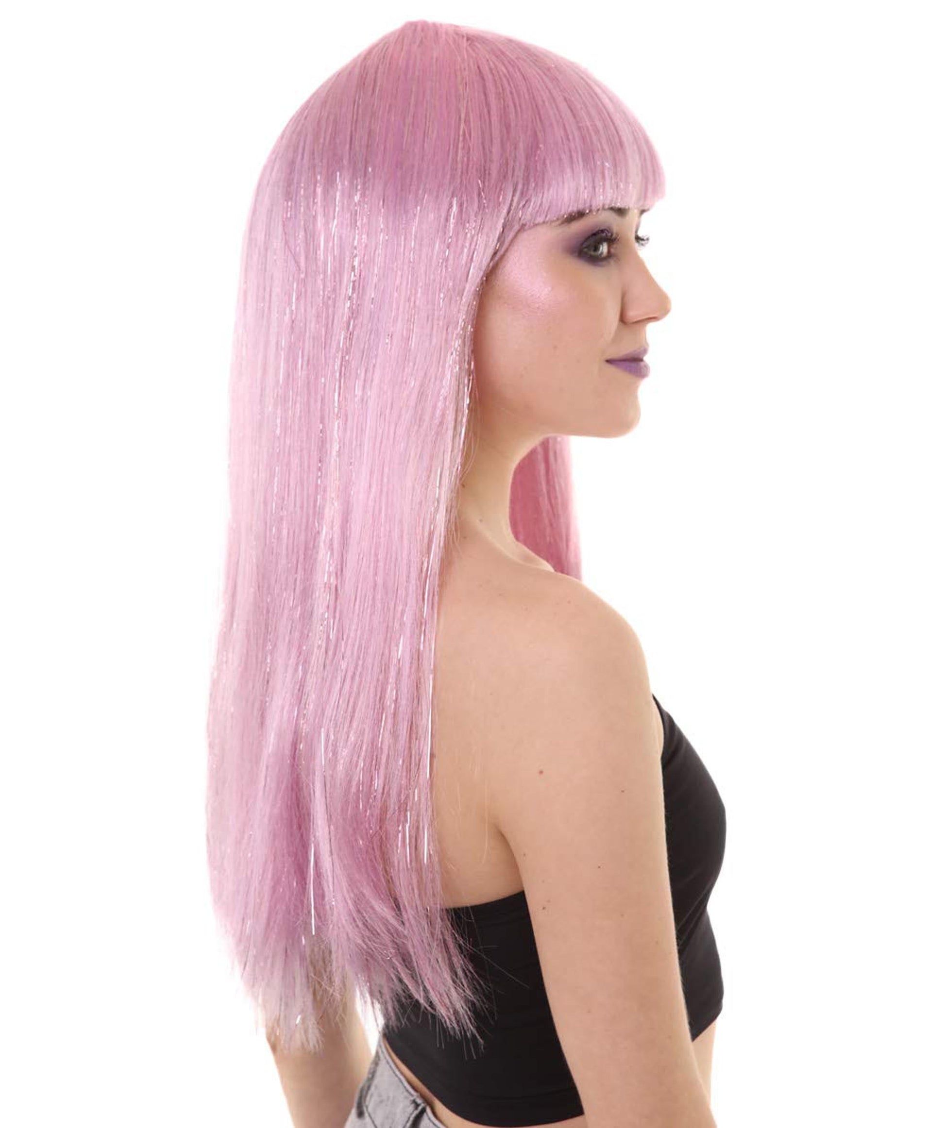 Tinsel Long Pink Wig