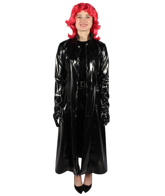 HPO  Woman Science Fiction Movie Black Overcoat Costume , Multiple Size Options