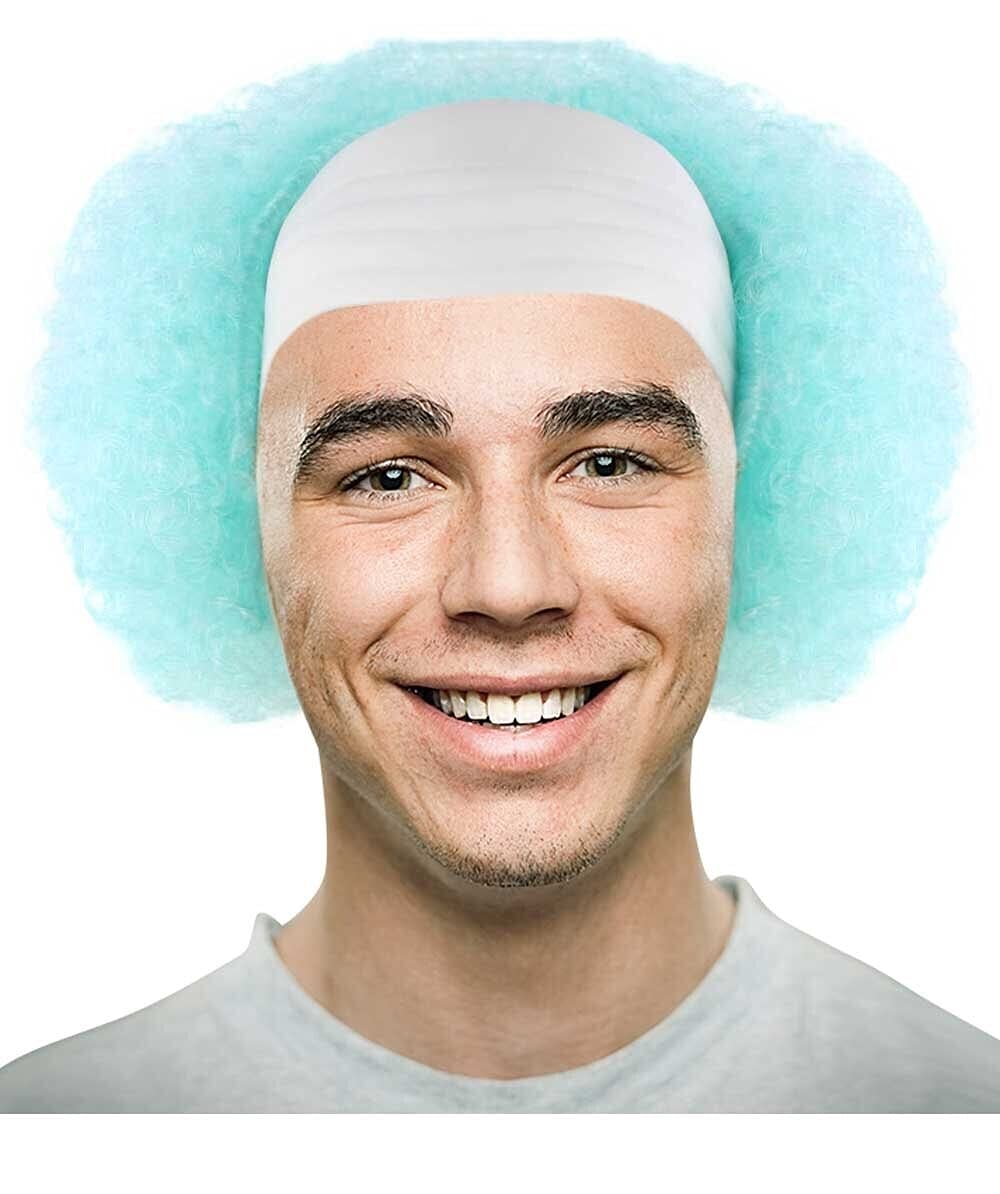 Light Blue Unisex Scary Bald Clown Afro Wigs