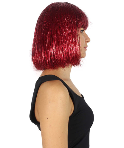 Red Bob Tinsel Wig