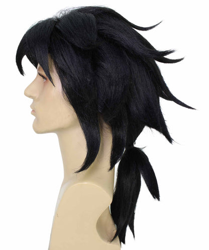 HPO  Men's Anime Demon Warrior Black Wig with Fringy Bangs