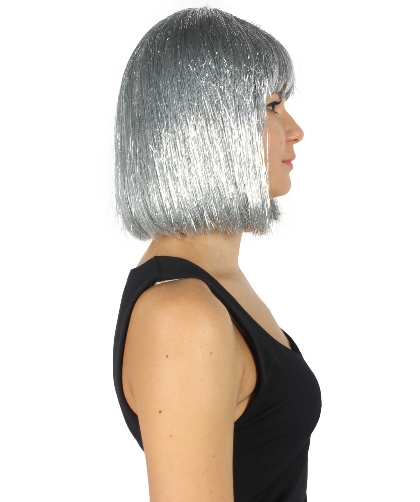 Silver Bob Tinsel Wig