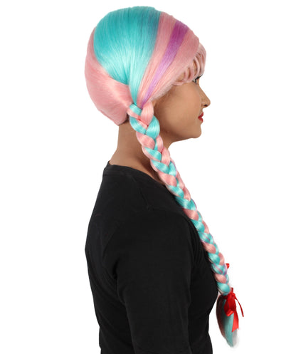 Mixed Pink Multiple Colors Option Long Braided Wig