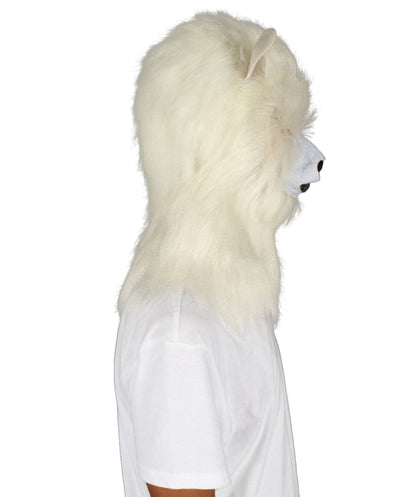 HPO White Polar Bear Wig with Mask - Long Synthetic Fibers | Premium Breathable Capless Cap