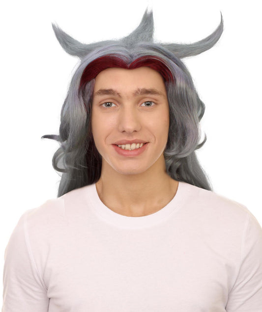 Men’s White and Red Video Game Roleplay Wig | Best for Halloween | Flame-retardant Synthetic Fiber