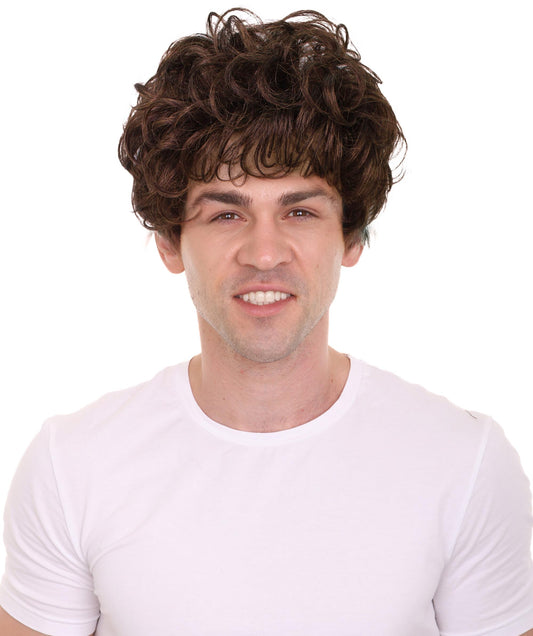 Men's TV/ Movie Dark Brown Tyler Curly Wig | Best for Halloween | Flame-retardant Synthetic Fiber