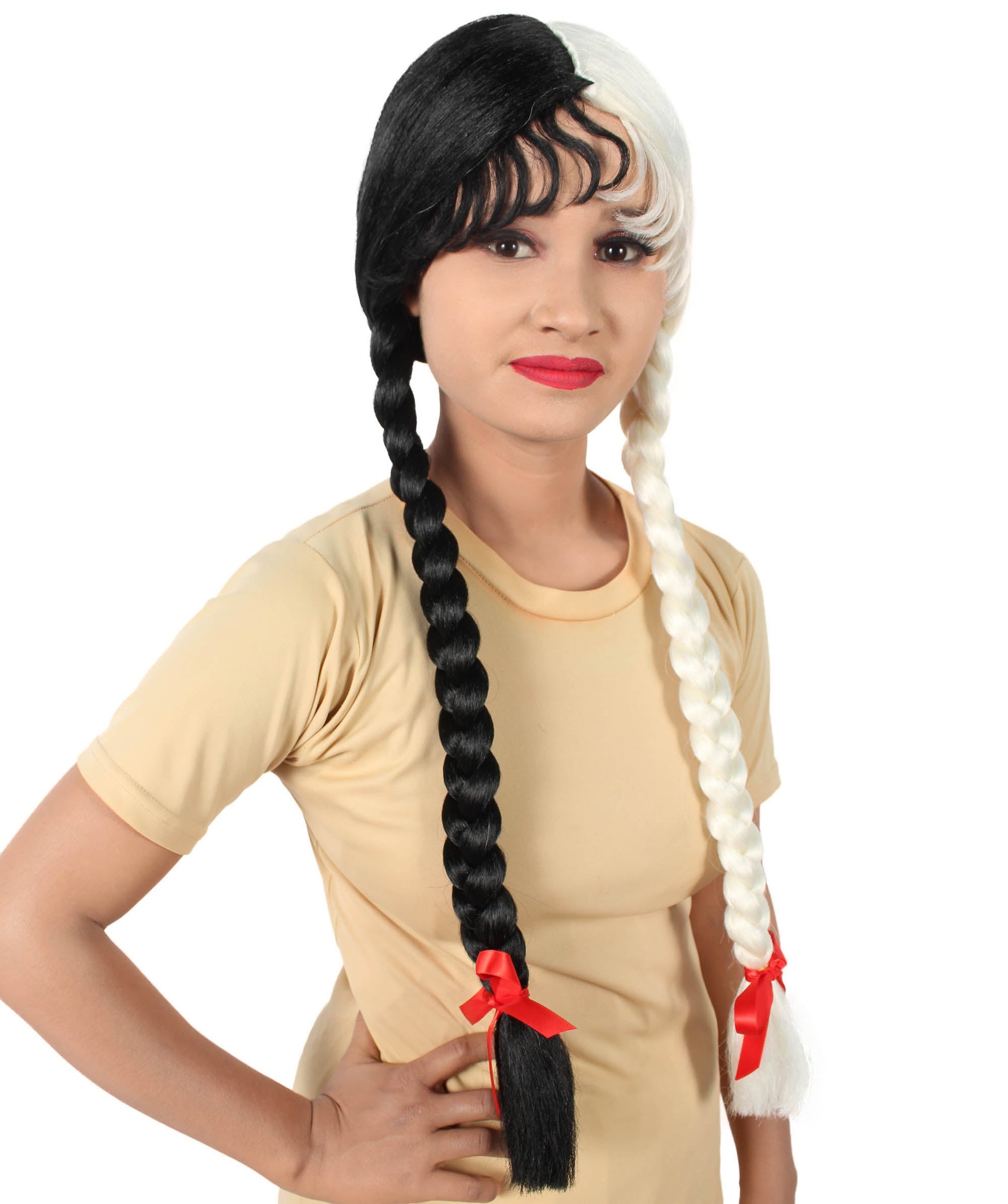 White & Black Multiple Colors Option Long Braided Wig