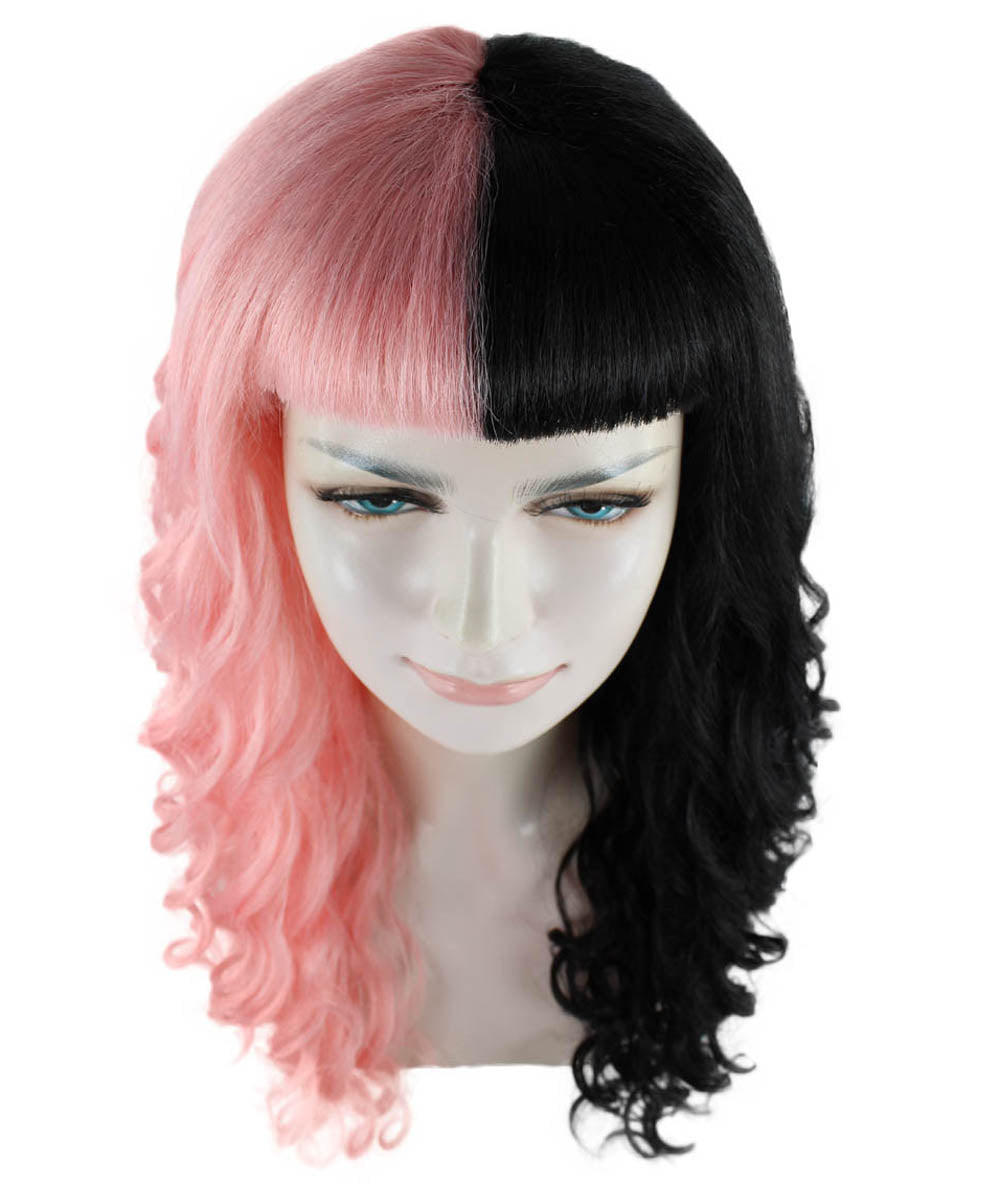 Womens Wavy Wig | Black & Pink Celebrity Wig | Premium Breathable Capless Cap