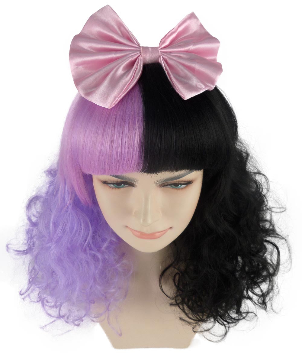 Women's Doll Wig | Pink Bow Purple & Black Wig