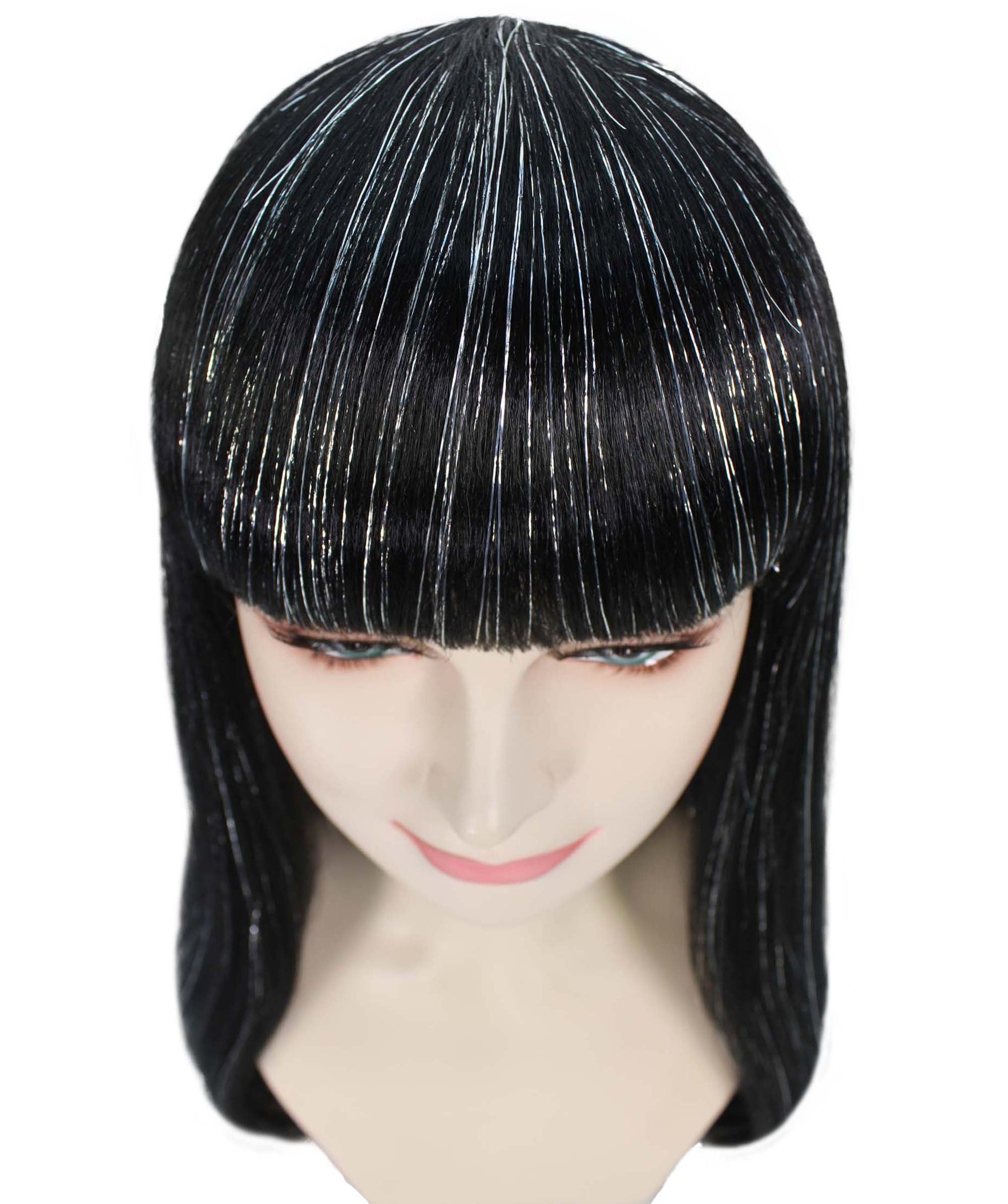 Long Bob Wig With Silver Tinsel Highlights