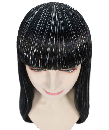 Long Bob Wig With Silver Tinsel Highlights