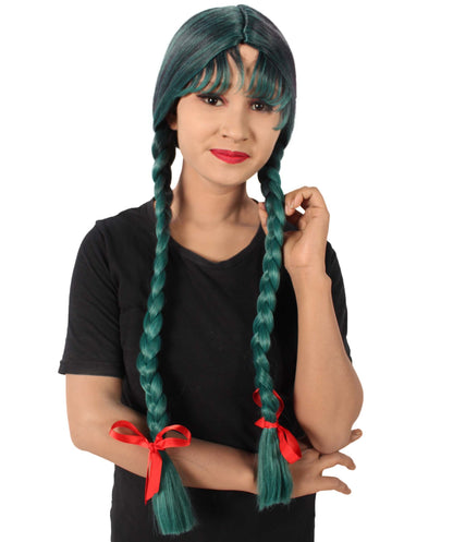 Ash Green Multiple Colors Option Long Braided Wig