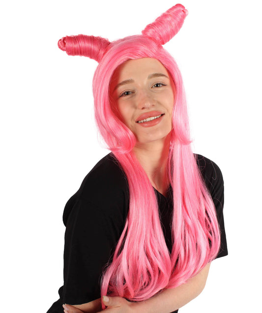 Women's Sexy Dragon Lady Pink Bun Wig