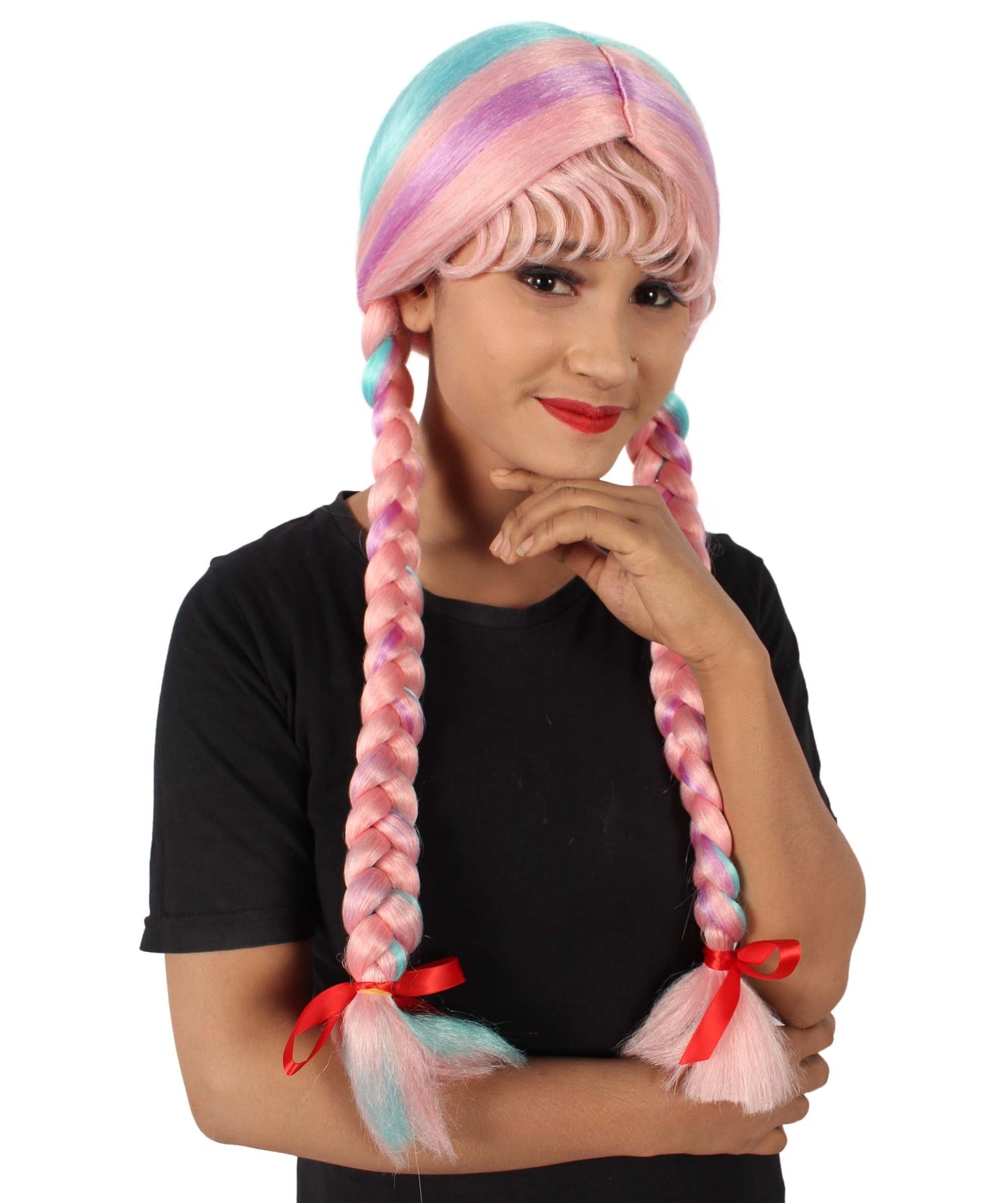 Mixed Pink Multiple Colors Option Long Braided Wig