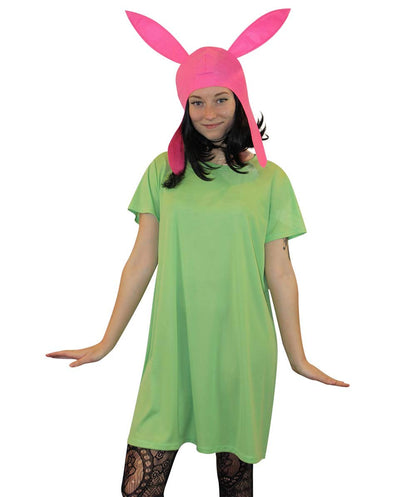 Women's Burgers Carton TV/Movie Costume | Pink & Green Halloween Costume