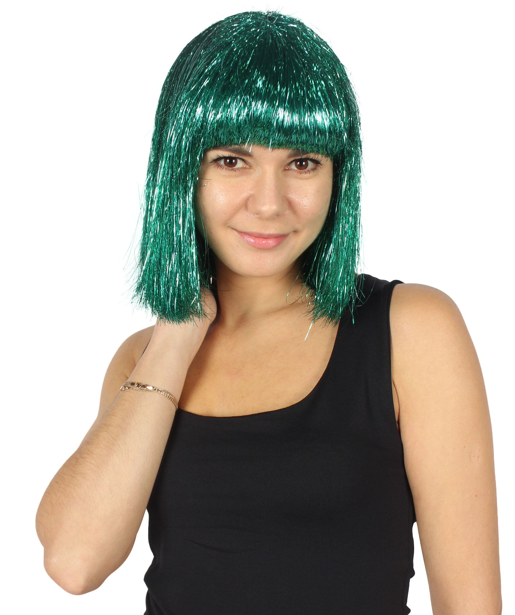 Green Bob Tinsel Wig