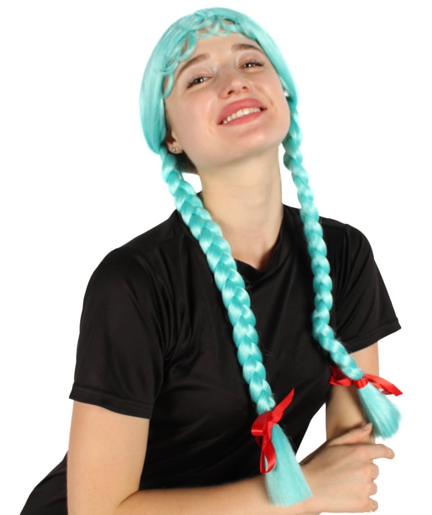 Light Blue Multiple Colors Option Long Braided Wig