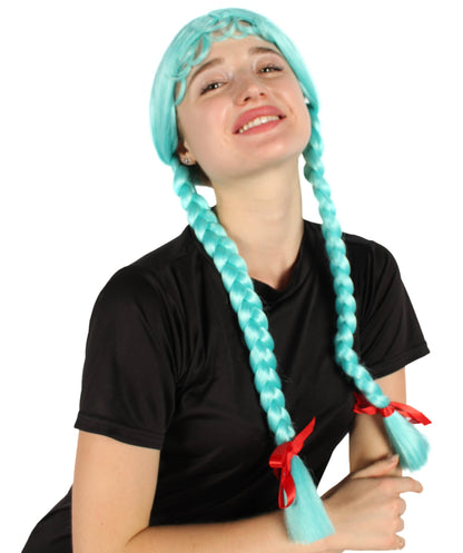 Light Blue Multiple Colors Option Long Braided Wig