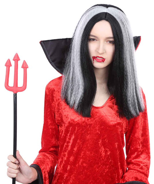 Women's Black and White Shoulder Length Gothic Vampire Wig | Halloween and  Wig | Flame-retardant Synthetic Fiber