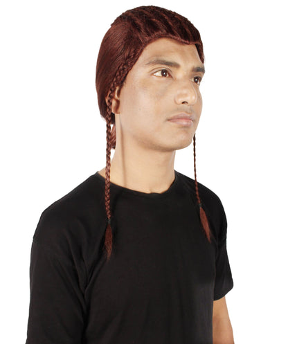  Men's Humanoid Warrior Braided Dark Auburn Wig