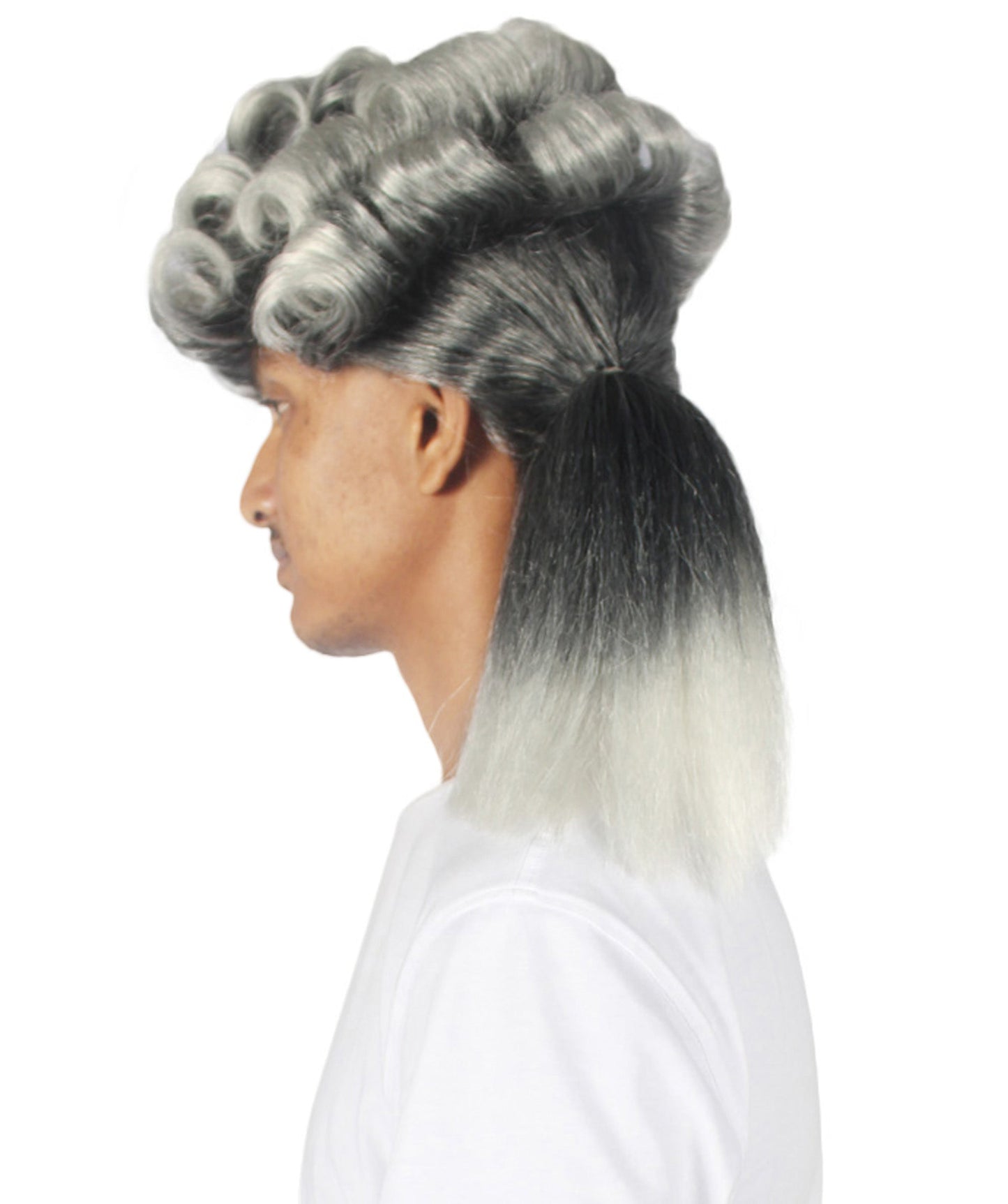 Colonial Long Grey Historical Wig