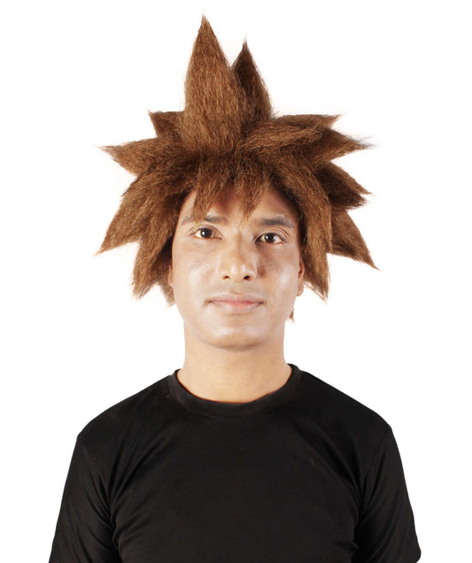 Men's Keyblade Warrior Video Game Brown Spiky Wig