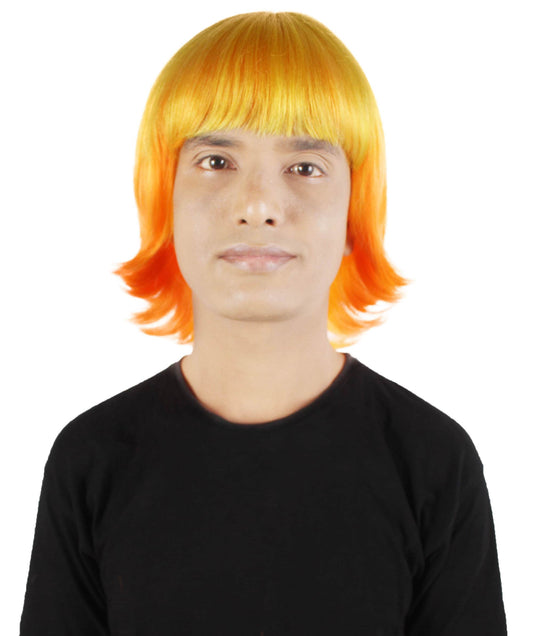  Men's Demon Hunter Anime Cosplay Yellow Orange Blonde Gradient Wig