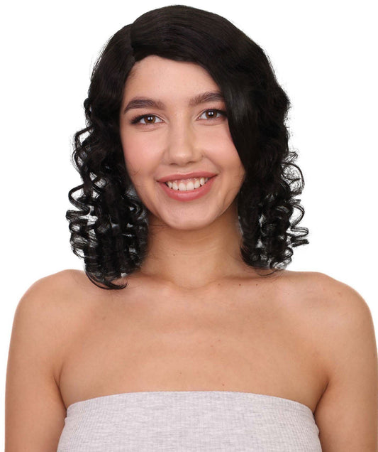 Women’s Wizard World Dark Curly Witch Wig | with long braid Best for Halloween | Flame-retardant Synthetic Fiber