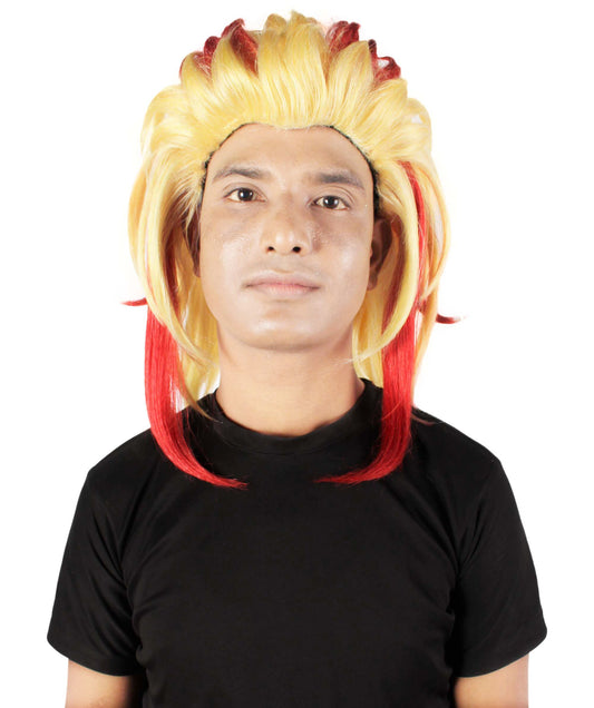 Men's Anime Demon Hunter Yellow & Red Flame Hair Wig