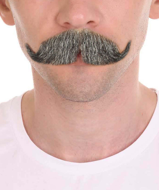 Men's Handlebar Style Moustache Set | Gray Fancy Facial Hair
