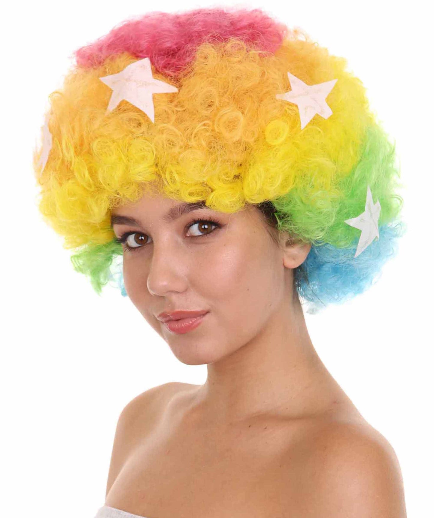 Afro Unisex Wig , Jumbo Multi Color Fancy Halloween Wig , Premium Breathable Capless Cap