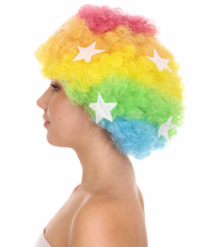 Afro Unisex Wig , Jumbo Multi Color Fancy Halloween Wig , Premium Breathable Capless Cap