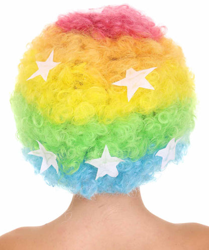 Afro Unisex Wig , Jumbo Multi Color Fancy Halloween Wig , Premium Breathable Capless Cap