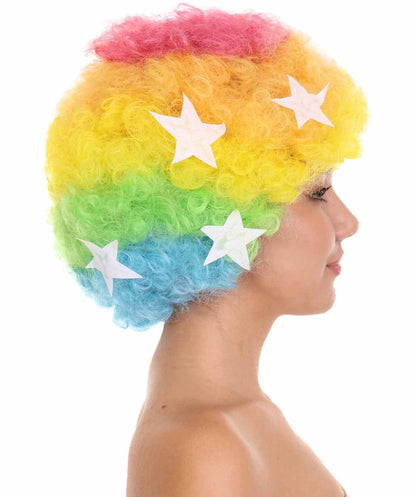 Afro Unisex Wig , Jumbo Multi Color Fancy Halloween Wig , Premium Breathable Capless Cap