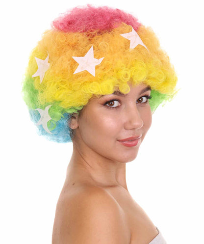 Afro Unisex Wig , Jumbo Multi Color Fancy Halloween Wig , Premium Breathable Capless Cap