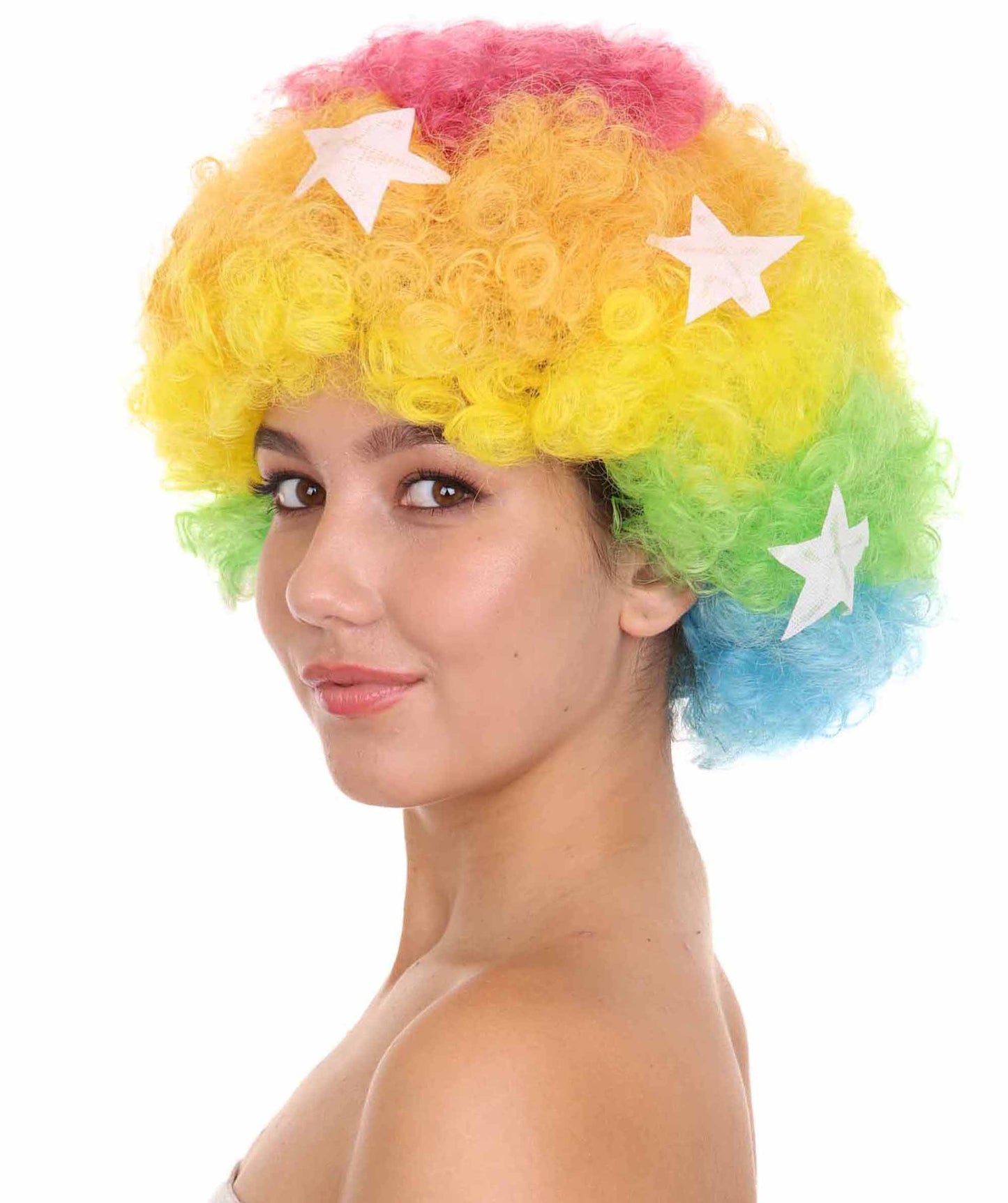 Afro Unisex Wig , Jumbo Multi Color Fancy Halloween Wig , Premium Breathable Capless Cap