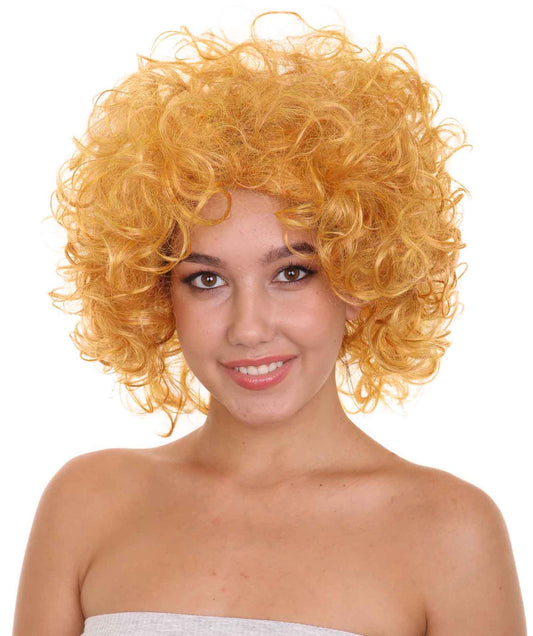Orphan Movie Character Wig , Curly Goden Head Halloween Wig , Premium Breathable Capless Cap