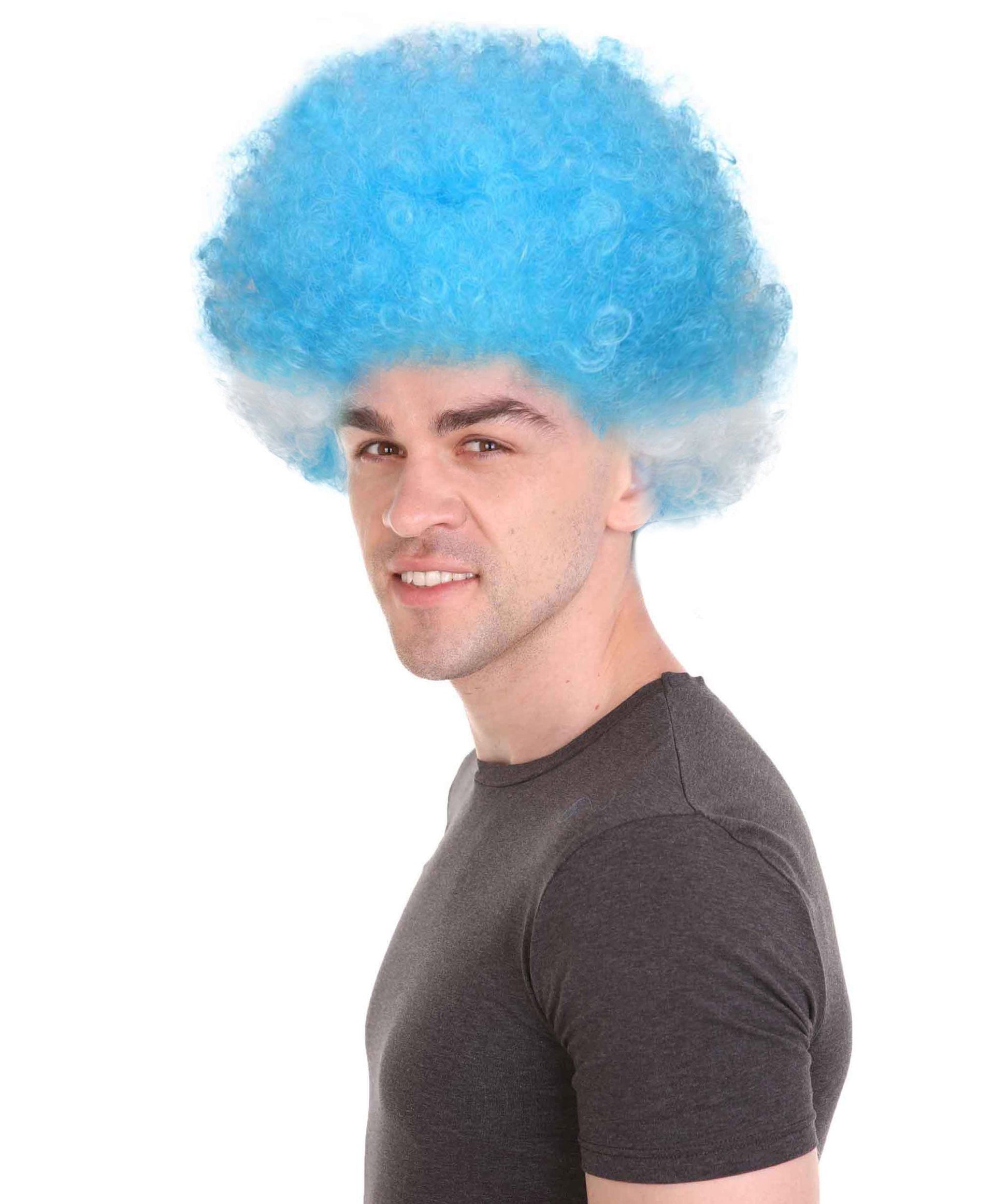 sky blue afro wig