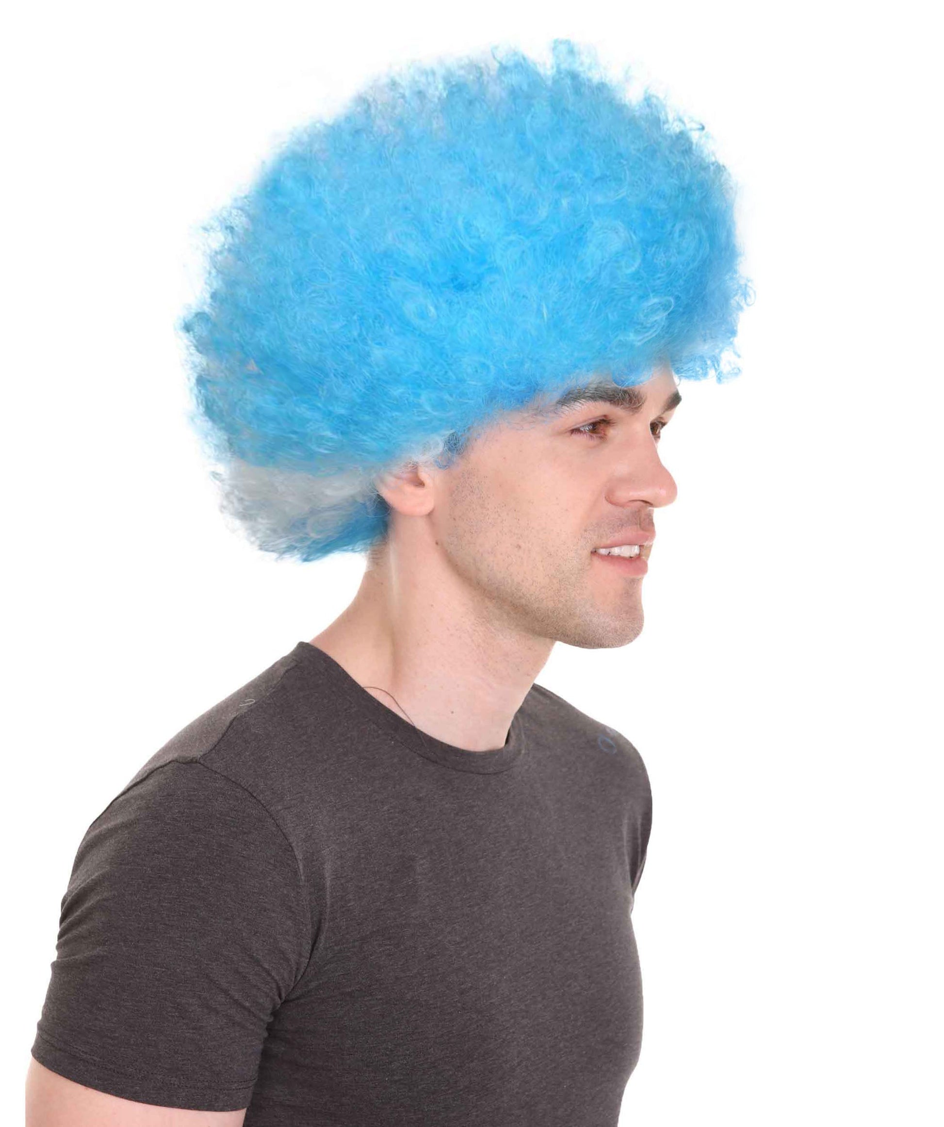 sky blue afro wig