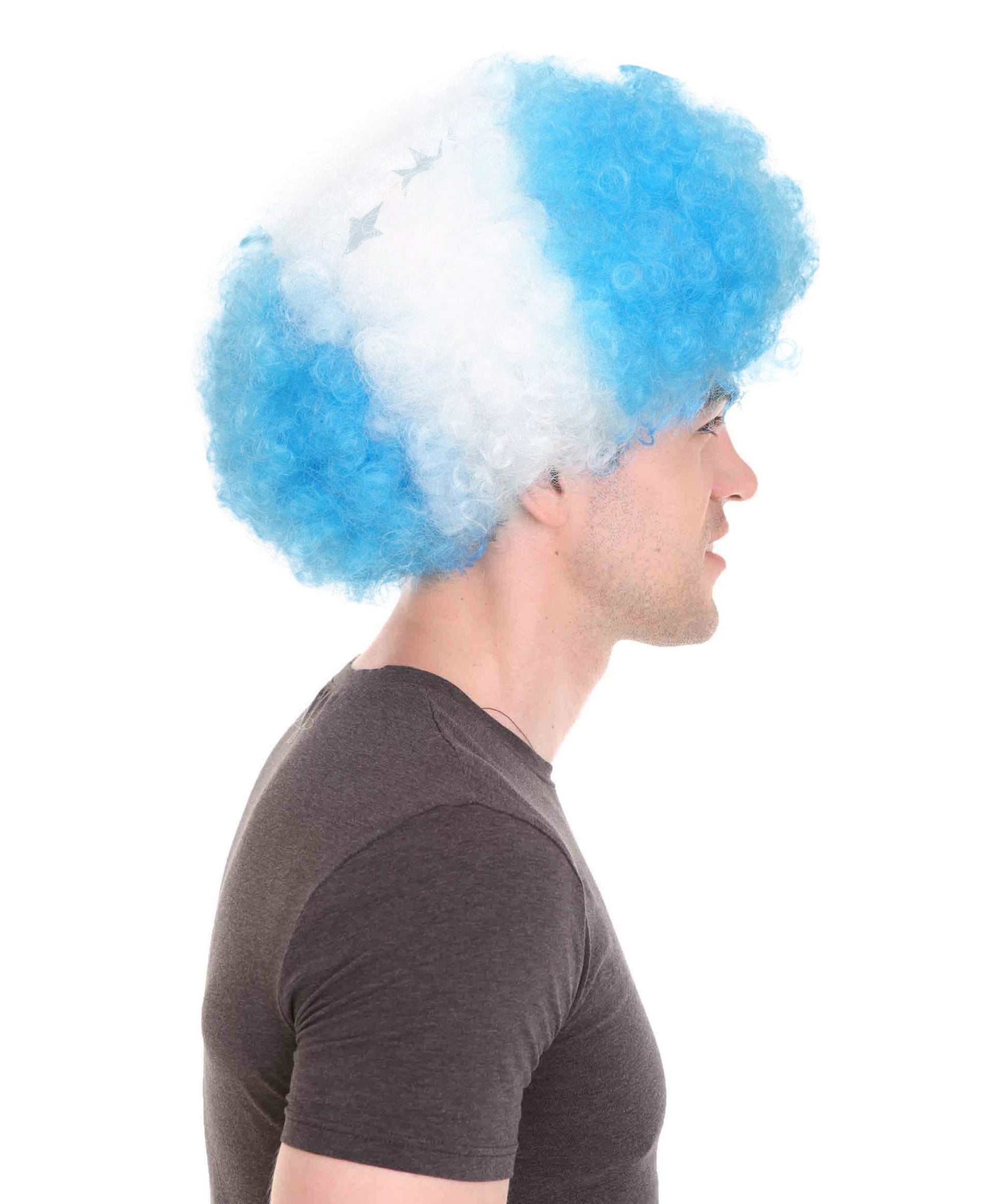 sky blue afro wig