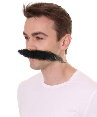 Men's Doctor Video Game Supervillain Long Curly Mustache| Multiple Color Options