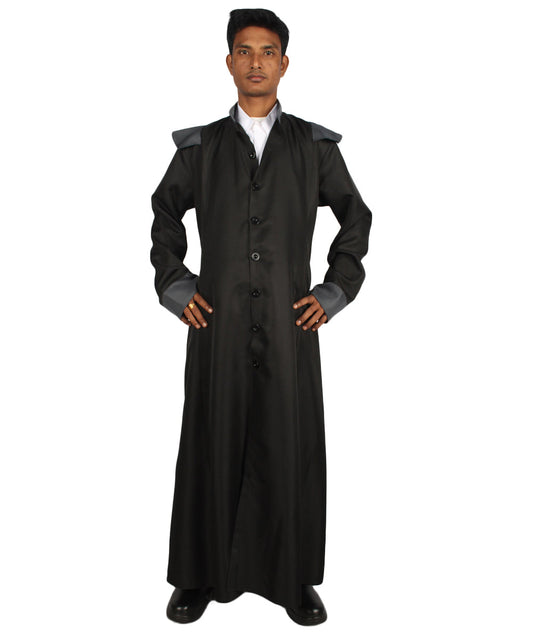 Men's Warlock Coat Vampire Lord Victorian Steampunk Costume | Black Halloween Costume