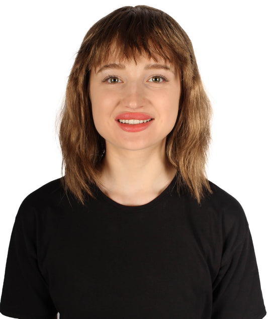 Light Brown  Bangs Wavy Fancy Wig