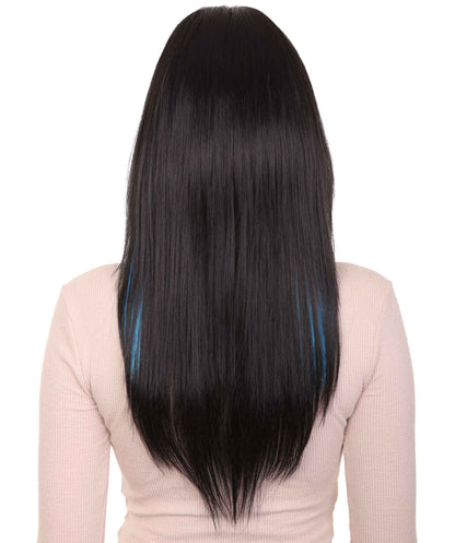 Bewitching Blue Mixed Women's Wig | Farm Girl Black Blue Green Cosplay Halloween Wigs | Premium Breathable Capless Cap