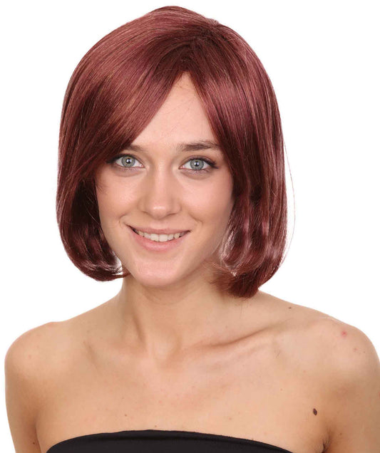 French Women Wig | Short Wine red Bob Wig | Premium Breathable Capless Cap