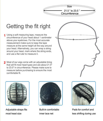 41'S betty womens black vintage wig measurement guide image