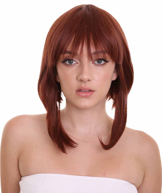 CW Women's Medium Length Brown Straight 14" School Girl Anime Wig - Capless Cap Heat Resistant Fibers - Unconventional Bob wig Style