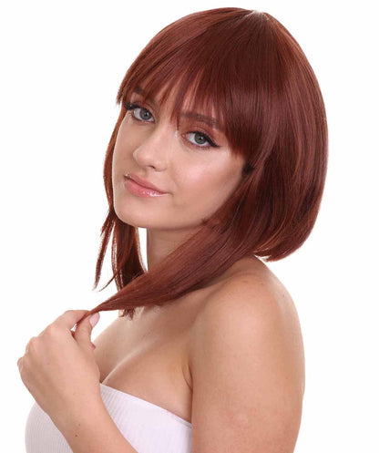 CW Women's Medium Length Brown Straight 14" School Girl Anime Wig - Capless Cap Heat Resistant Fibers - Unconventional Bob wig Style