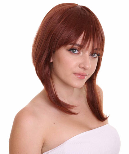 CW Women's Medium Length Brown Straight 14" School Girl Anime Wig - Capless Cap Heat Resistant Fibers - Unconventional Bob wig Style