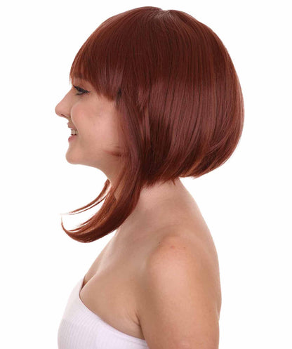 CW Women's Medium Length Brown Straight 14" School Girl Anime Wig - Capless Cap Heat Resistant Fibers - Unconventional Bob wig Style